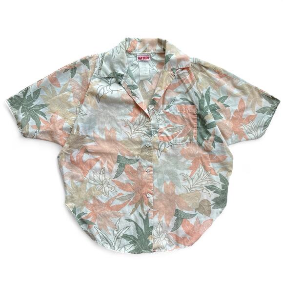 Vintage Hot Stuff Floral Aloha Hawaiian Camp Collar Shirt Button Up Pattern USA - Picture 1 of 10
